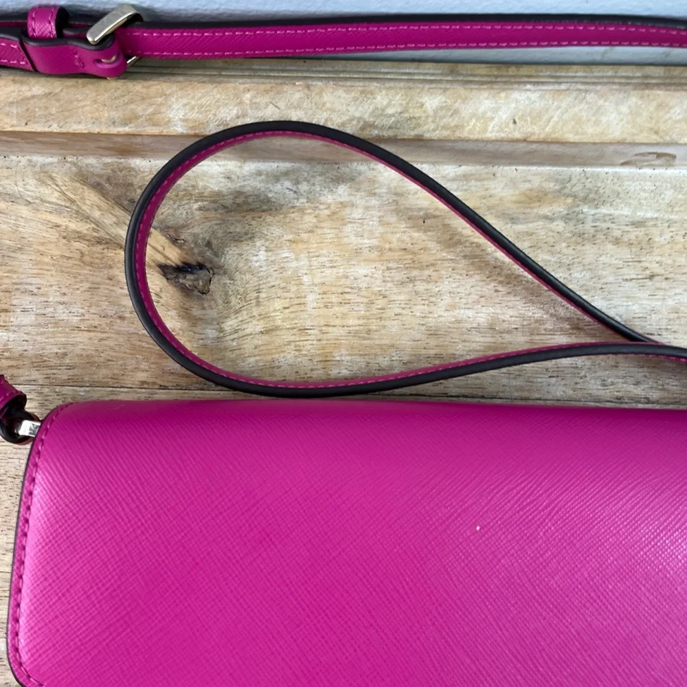 Kate Spade Sadie Envelope Crossbody Purse in Candied Plum Pink Leather - Picture 3 of 16